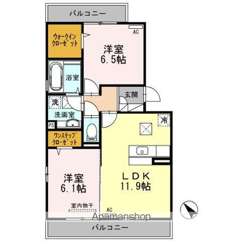 SKYハウス岐南 II号館(2LDK/1階)の間取り写真