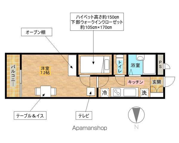 レオパレスYS STA木更津(1K/2階)の間取り写真