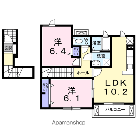 グラディート(2LDK/2階)の間取り写真
