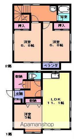東北本線 一ノ関駅 バス乗車時間：6分 竹山バス停で下車 徒歩17分 2階建 築26年(2LDK)の間取り写真