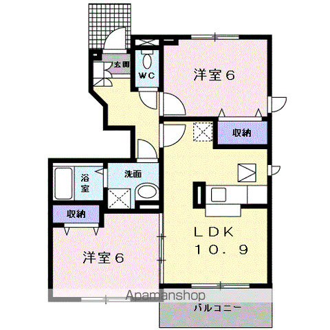 メニープログレスB(2LDK/1階)の間取り写真