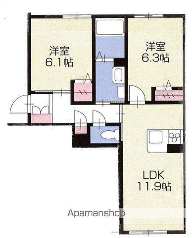 グランドベレオ田宮(2LDK/1階)の間取り写真