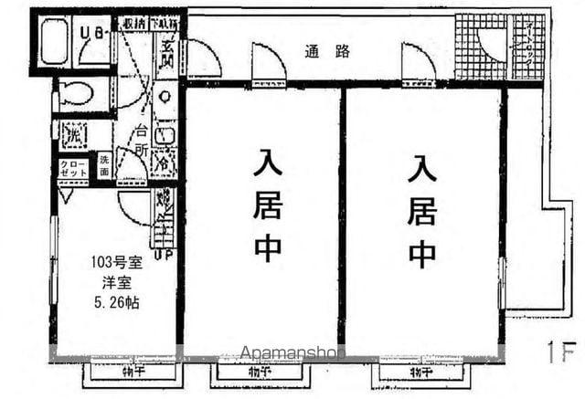 フォーチュン都立家政(1K/2階)の間取り写真
