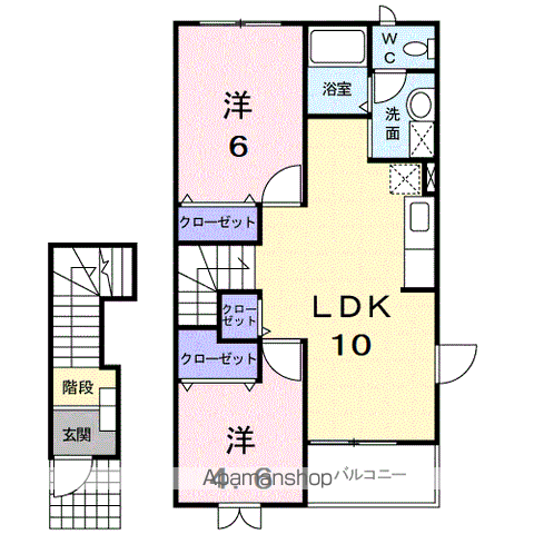PLEASANT・MⅡ(2LDK/2階)の間取り写真