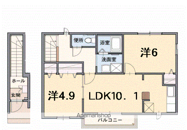 サンハローD(2LDK/2階)の間取り写真