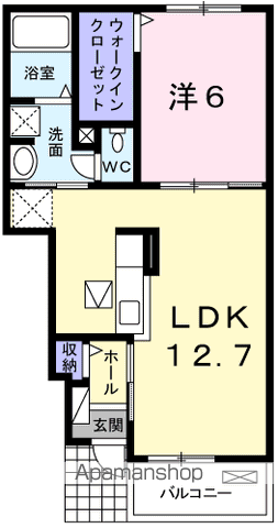 エスペランサ天神Ⅱ(1LDK/1階)の間取り写真