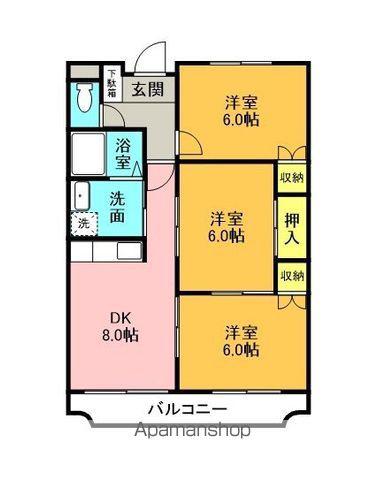 ガーデンヒルズ藍住Ⅱ(3DK/4階)の間取り写真