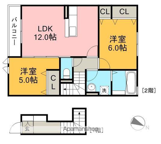 セジュールウィット(2LDK/2階)の間取り写真