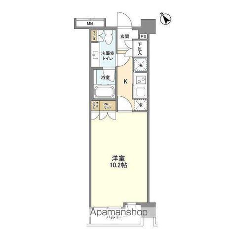 クインテット恵比寿(1K/4階)の間取り写真