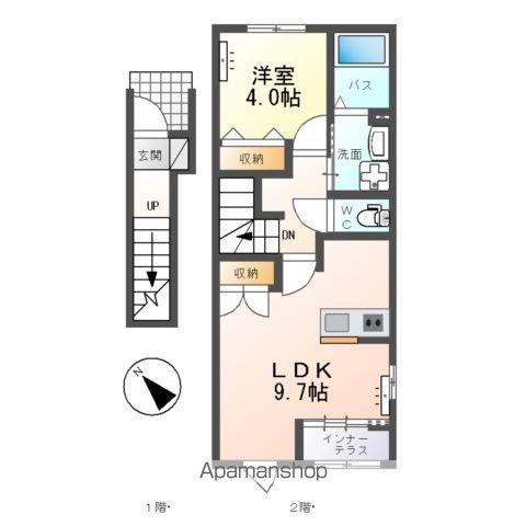アメリアハイツ(1LDK/2階)の間取り写真