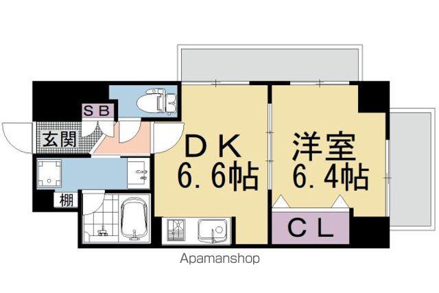 エステムプラザ京都河原町通IIレジデンシャル(1DK/9階)の間取り写真