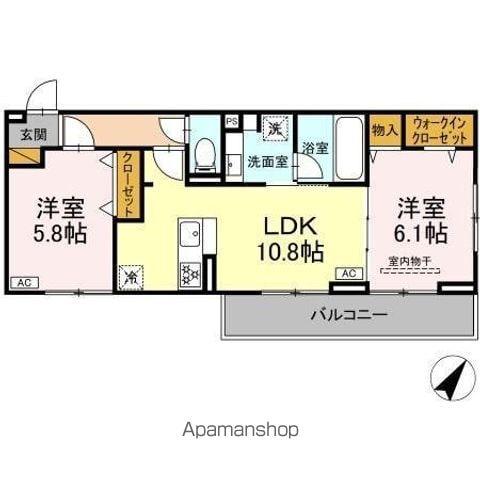 リベラル(2LDK/2階)の間取り写真