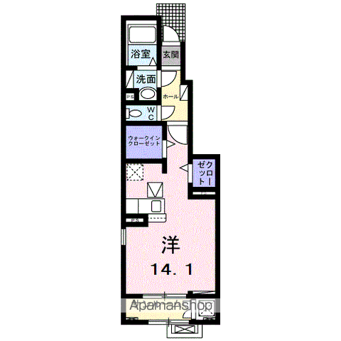 奥羽本線 米沢駅 徒歩41分 2階建 新築(ワンルーム/1階)の間取り写真