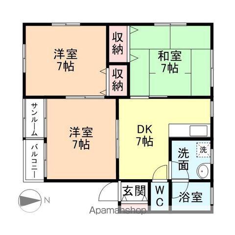メゾンハイウィロS棟(3DK/1階)の間取り写真