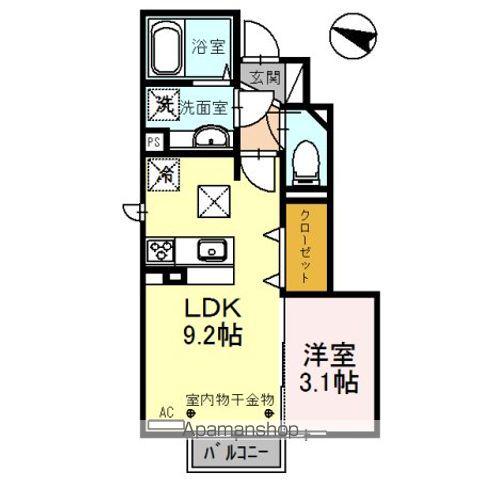 グランドゥール東森田(1LDK/1階)の間取り写真