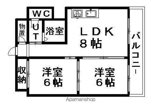 豊平アシュウ(2DK/4階)の間取り写真