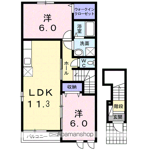 ベルフォーレ3(2LDK/2階)の間取り写真