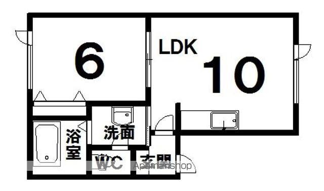 ハイツ夏(1LDK/1階)の間取り写真