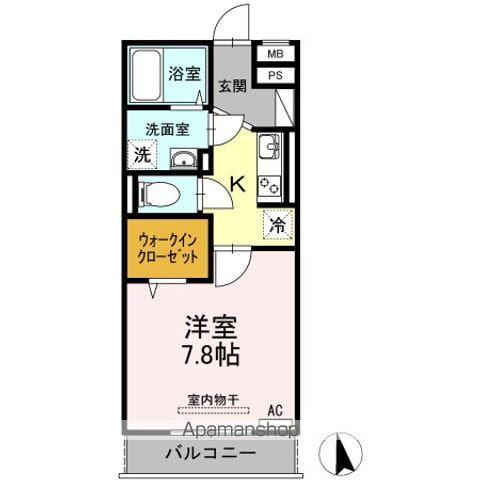 アプリコット櫛ヶ浜(1K/2階)の間取り写真