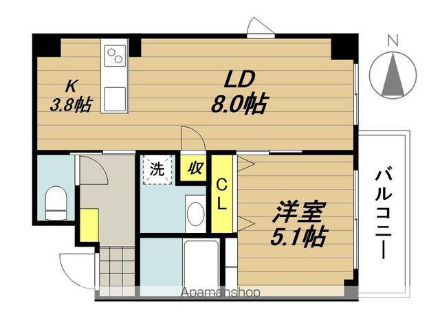 カームレジデンス プロローグ(1LDK/3階)の間取り写真