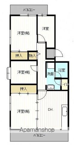 鈴が峰第5団地 5号棟(4DK/5階)の間取り写真