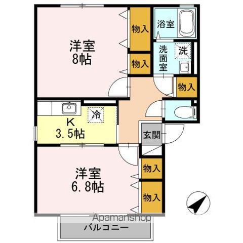 べルジュ並柳B棟(2K/1階)の間取り写真