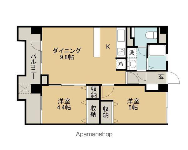 APPLE 堤通雨宮ビル(2DK/8階)の間取り写真