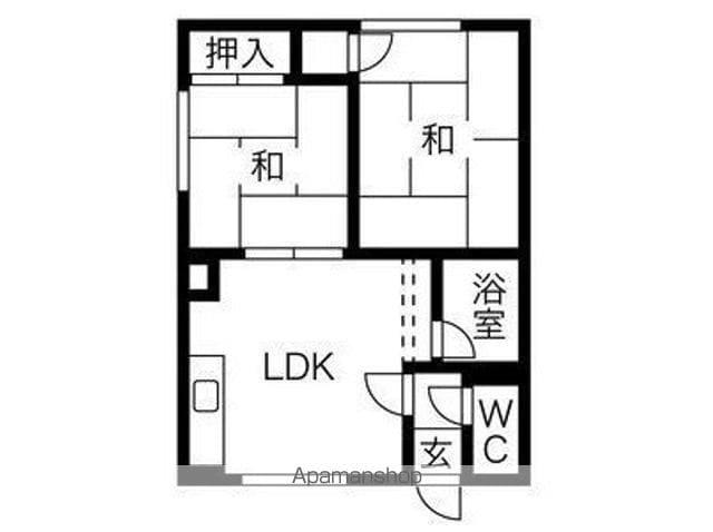 コーポ谷(2DK/2階)の間取り写真