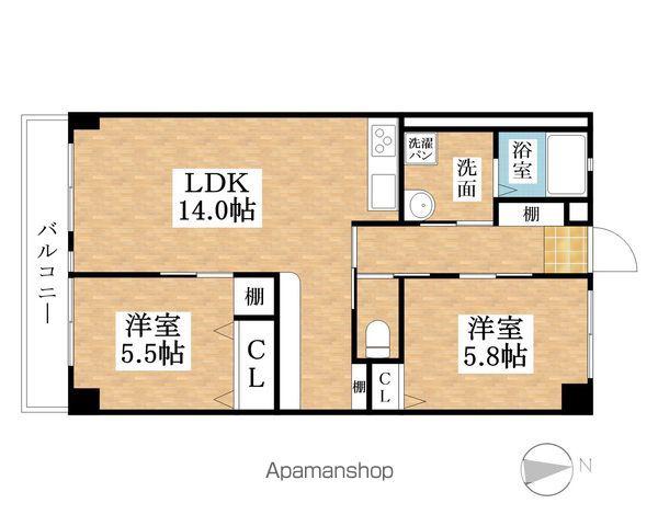 森彦第3コーポラス(2LDK/4階)の間取り写真
