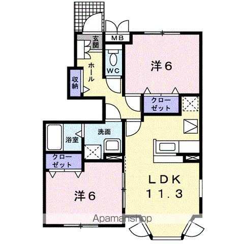 カームリーヒル(2LDK/1階)の間取り写真