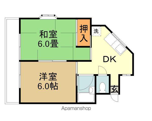 ベイサイド藤原(2DK/3階)の間取り写真