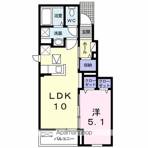 ラフォルテ Ⅲ(1LDK/1階)の間取り写真