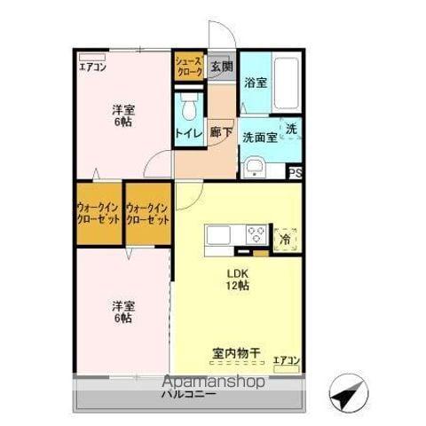 グランドゥールⅤ B棟(2LDK/2階)の間取り写真