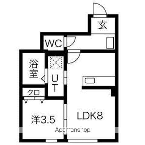 コヒナハウス(1LDK/1階)の間取り写真