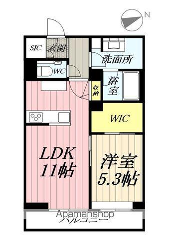 ルピナスⅠ(1LDK/3階)の間取り写真