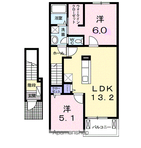 ORIZON SⅡ(2LDK/2階)の間取り写真