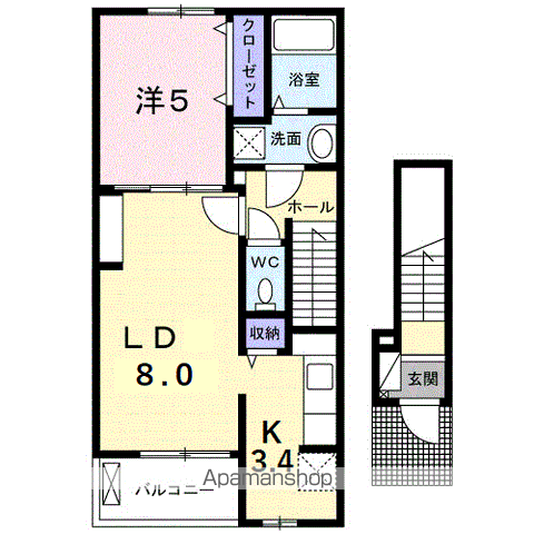 クラール東村 C(1LDK/2階)の間取り写真