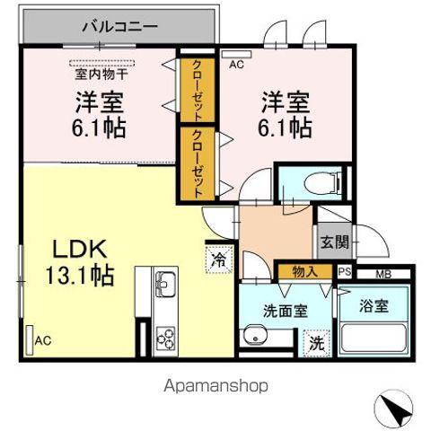 エコール草戸(2LDK/2階)の間取り写真
