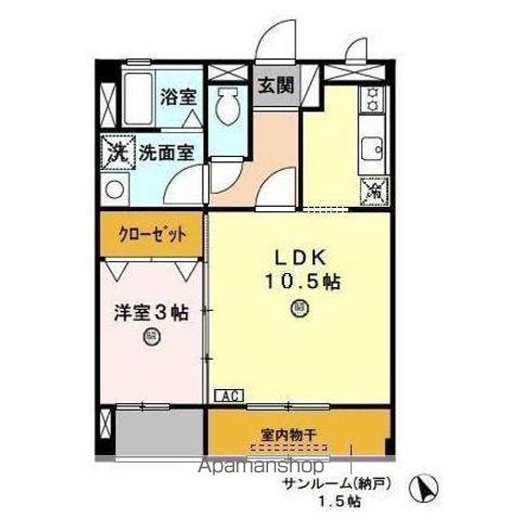 サンフラワー(1LDK/2階)の間取り写真