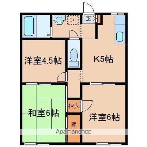 フレグランス栄町A棟(2SDK/2階)の間取り写真