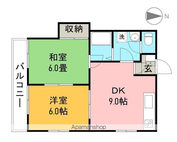 ハイネスぶどうの木(2DK/1階)の間取り写真