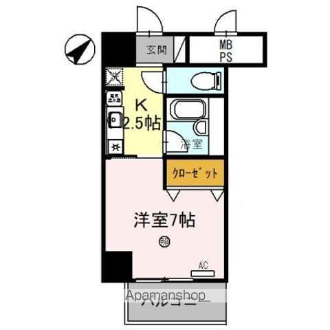 サンタウン竹鼻A棟(1K/4階)の間取り写真