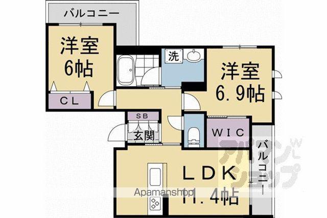 下鴨グリーンボロウ(2LDK/2階)の間取り写真