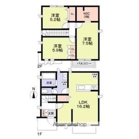 千葉都市モノレール 穴川駅(千葉) 徒歩19分 2階建 築1年(3LDK)の間取り写真