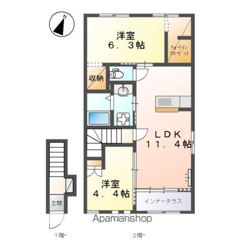 ハピネス(2LDK/2階)の間取り写真