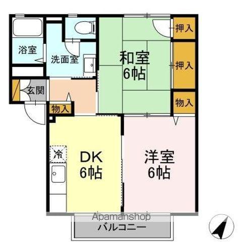 パラシオン庄司 A棟(2DK/2階)の間取り写真