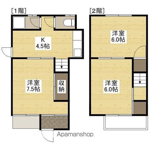 山陽本線 尾道駅 バス乗車時間：9分 木曽病院前バス停で下車 徒歩10分 2階建 築34年(3K)の間取り写真