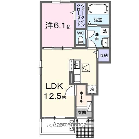 スカイヒルズⅡ(1LDK/1階)の間取り写真