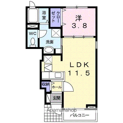 ジェルメ グランツ(1LDK/1階)の間取り写真
