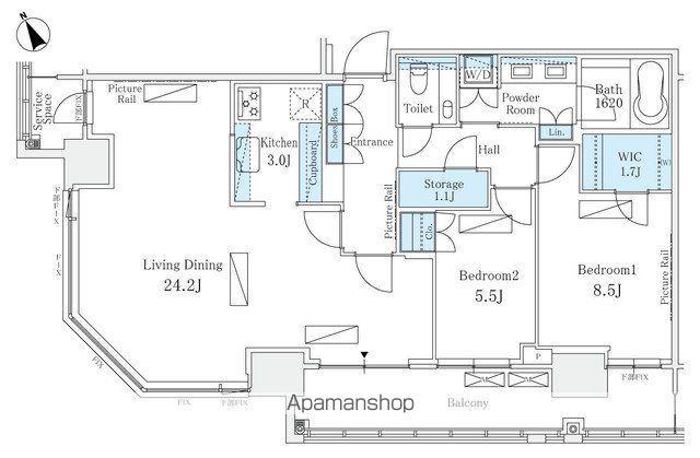 パークコート六本木ヒルトップ(2LDK/25階)の間取り写真
